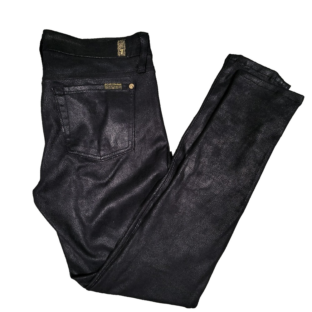 7 For All‎ Man Kind Black Polyester Jeans Size 29
